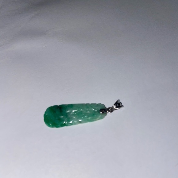 Teardrop Green Ombre Jade Hand Carved Oval Necklace- Luck and Prosperity - Picture 5 of 8